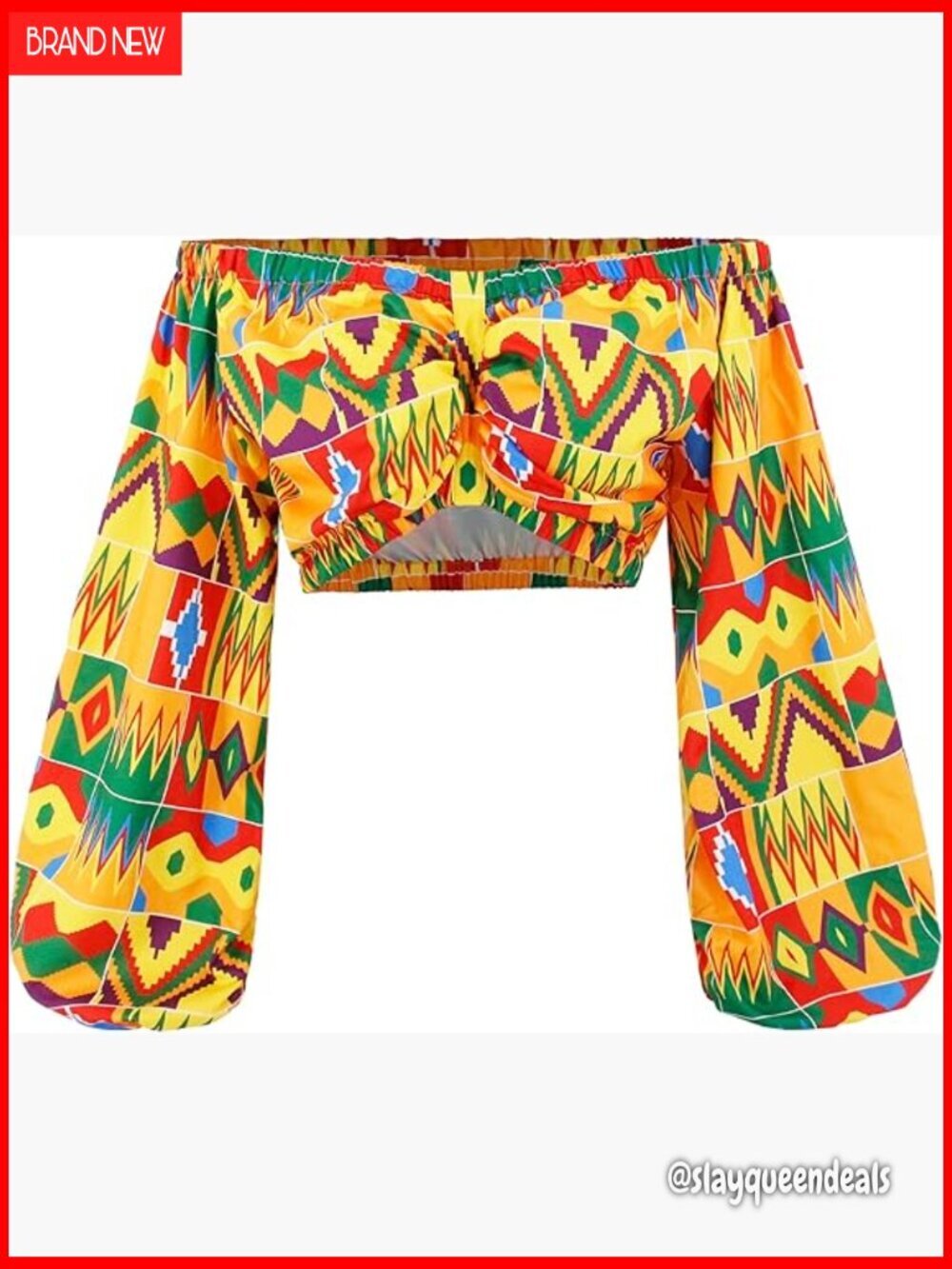 Boho Off Shoulder Crop Top with Lantern Sleeves, Slim Fit Polyester Blouse